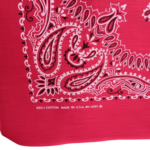 Vintage Red Paisley Bandana Handkerchief 100% Cotton Made In USA 21x20 new ds - Picture 3 of 4